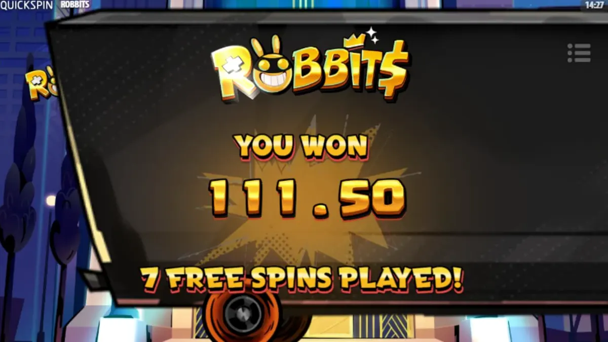 Cena de ação do slot Robbits com os personagens coelhos criminosos