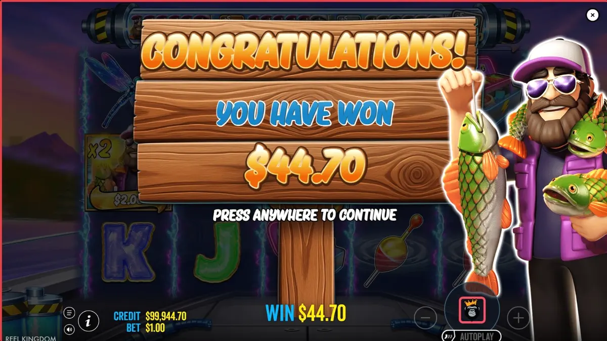 Interface do jogo de slot Big Bass Blast com tema de pesca futurista